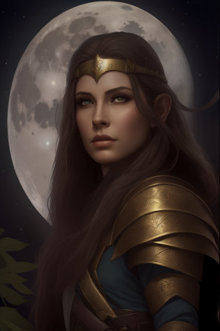 arafed woman in armor with a full moon in the background, portrait of a norse moon goddess, portrait of an elven warrior, detailed matte fantasy portrait, fantasy paladin woman, epic fantasy art portrait, beautiful female warrior, a beautiful woman warrior, portrait of female paladin, fantasy character portrait, fantasy art portrait, norse goddess