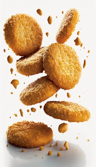 Commercial photography of chicken nuggets, white lighting, studio light, 8k octane rendering, high resolution photography, hyperrealism, insanely detailed, fine details, on white isolated plain, 8k, ultra realistic, commercial photography, stock photo, professional color grading, --v 4 --ar 9:16