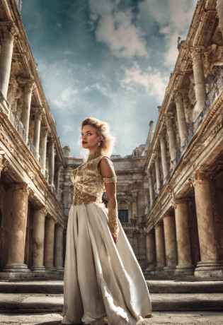 Versailles?whaite hair?Blue eyes?Gorgeous dress?Exposed milk?France?femele?Sexy and hot?sportrait?Solemn?Bigchest?SENSE OF CINEMA, hdr, Gorgeous shades, Intricate details, super-fine?oc rendered?Ray traching?Reallightandshadow?Hyper-realistic?anatomy correct?hyper HD?Textured skin?Baroque style?classicism?lightand shade contrast?ssmile?Light smile?The sense of sacredness?