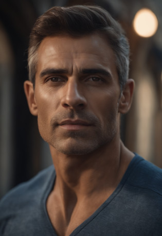 This imposing Brit features a lightly tanned skin, Reflection of your journey under the British sun. Seus cabelos curtos, Accurately scraped, conferem uma praticidade distinta. O nariz, reto e firme, adds a note of clarity to your expression, destacando-se como um ponto central em um rosto que emana masculinidade. Seus olhos azuis, profundos e intensos, exude determination, while well-defined eyebrows accentuate the firmness of his expression. To jaw, angular e poderosa, completes a facial ensemble that boasts remarkable virility. O corpo, musculoso e robusto, revela-se em ombros largos, developed pectoral and arms that denote strength and physical discipline. Cinematic realistic portrait, bonito rosto detalhado, rosto realista altamente detalhado, Rosto altamente detalhado de 8k, retrato de rosto detalhado realista, 8k portrait render, sharp high detail face, realistic face moody lighting, rosto realista detalhado, rosto realista humano, Retrato VFX altamente detalhado, rosto detalhado e realista, rosto realista e detalhado