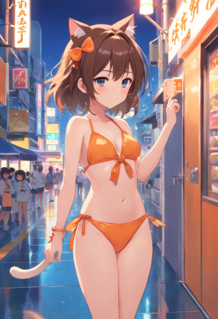 (((No arm decoration required)))chibi?Anime cat ear girl wearing bikini little curvy loli, Guviz-style artwork, Guweiz in Pixiv ArtStation, Guweiz on ArtStation Pixiv, Guviz, small loli girl, Soft anime illustration, Anime visuals of cute girls, Detailed digital anime art?(((No arm decoration required)))