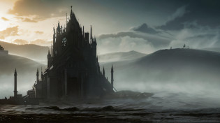 description: Welcome to a dark and intriguing vision of a post-apocalyptic world, plunged into a Desolate Age where the signs of the end times are inescapable. Be prepared to witness the unimaginable as the sky displays the infamous Darksign from Dark Souls, unquestionable symbol of impending decay. scenecy: The landscape is an amalgam of wreckage and ruins, where once-majestic skyscrapers now lie in ruins and covered in resurgent vegetation. The sun is covered in a gloomy mist, dyeing the sky with shades of orange and red, evoking a sense of impending apocalypse. The sky: The most striking element of this scenario is the presence of the iconic Darksign hovering menacingly in the sky. It's distorted, The dark appearance is enhanced by the red slits that radiate from it, ecoando o poder nefasto que representa. The symbol must look like it is somehow merging with the sky itself, quase como uma cicatriz eterna que adorna o firmamento. O Horizonte: No horizonte, we see rugged and barren mountains, with an oppressive atmosphere that adds a sense of hopelessness and isolation to the scene. The sky, mergulhado em tons de cinza e negro, it is punctuated by dense and menacing clouds, reinforcing the atmosphere of catastrophe. Detalhes adicionais: The location should be represented at an angle that allows you to capture the vastness of the scenery, highlighting the ruins and conflicting nature. Empty spaces and rubble should fill the composition to reinforce the feeling of loneliness and desolation. Elementos opcionais: Remember that the overall aesthetic should communicate the feeling of despair, but also of gloomy beauty, transportando o espectador para um mundo onde o destino do universo parece selado. Get ready to witness a unique setting that combines post-apocalyptic elements with the iconic iconography of Dark Souls --auto