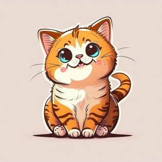 vector illustration, cute cat smiling at camera, cartoon