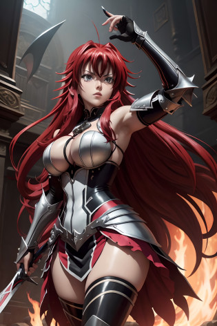 Rias Gremory con armadura con espada y escudo, Guerrera, Mujeres guerreras, Mujer guerrera, hermosa mujer guerrera, Hermosa guerrera, Mujer guerrera, Una mujer Berserker muy hermosa, Chica guerrera, Princesa guerrera, Reina guerrera, estilo anime, Highschool DXD,