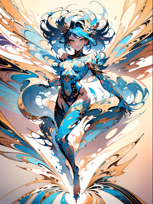 absurd, highres, ultra detailed, (ultra-detailed background, detailed background), (((full body)))), extremely detailed, naked warrior woman, naked, naked, paint running down the naked body, body covered by detailed painting, (((adult woman))), perfect adult face, 35 years, (zentangle:1.2), (geometric:1.2), colorful, full body naked, sexy pose, no clothes, dragon tattoo, stars, nude, muscular, perfect body, vietnamese ornaments,  Colorful