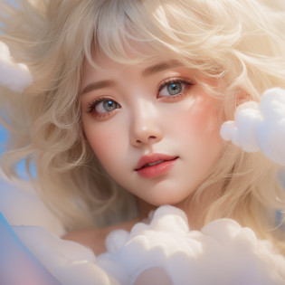 Close up of a smile with the corners of the mouth raised?on clouds?on clouds?on clouds?(realisitic?hight resolution)?(1 girl in)?Do-Up Eye?Korean Girl?(Best Quality), (masutepiece), (1girl in), Solo, a beauty girl, Perfect face, dreamlikeart?Highly detailed airbrush art((Surreal))?Volumetric lighting?(top-quality)?The ultra-detailliert?(The composition of the movement:1.4)?Highly detailed colorful details?(Bright lighting)?dynamic compositions?Ray traching?The mirror reflects light?Shallow depth of field?ultra-detailliert?mixing  exposure?nffsw?Her eyes are glowing pink?Staring at the white clouds?Her pink face is full of anticipation and courage?A smile appears on pink lips? At the rear???clouds???clouds?The sun is slowly tilting to the west?That light brings light to the clouds?Create a beautiful scene of swaying clouds?Her eyes are clearly glowing pink?Lots of clouds