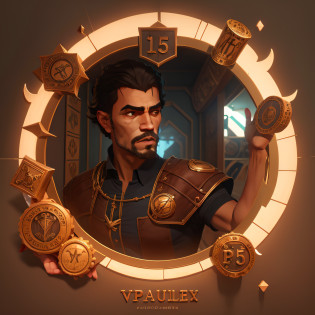 Um logotipo para um jogo chamado Pioneers valley, logotipo do jogo, Directed by: Caesar Andrade Faini, PFP, em pif, dnd, Directed by: Dionisio Baixeras Verdaguer, 5 e, paus, # de 9 5 f 0, Fazer, joe alves, by Antonio Parreiras, d&D 5E, logotipo ilustrado