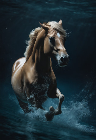 Create an incredibly realistic underwater image, foco corpo inteiro no centro , ultra-detalhada e intrincada imagem de |um belo guerreiro |armas espada e escudo bem definidos| Looking at camera |cavalgando um Hippocampus da mitologia, hybrid horse, metade cavalo e metade peixe, sua calda substitui as patas traseiras do cavalo| (((( cavalo com cauda de peixe substitui as patas traseiras, Hippocampus da mitologia)))). The water should have a deep blue tone and convey the feeling of the depth of the ocean. Por favor, Make the image as detailed and impressive as possible. cinematiclight, HD, obra de arte, fotografia premiada, ultra realidade.