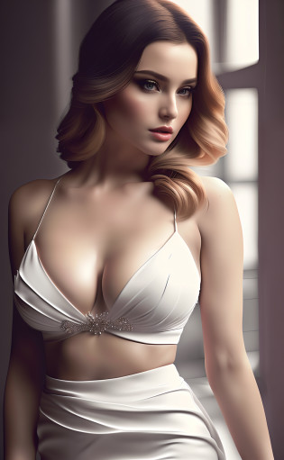 stunningly beautiful woman dressed in cocktail dress,  posing like a professional model, white skin, evening, stunningly beautiful, feminine form, big breasts, cleavage, sexy midriff, stunningly rapturously gorgeous, immensely attractive, extremely appealing, flirty and playful, film photography, analog photography, extreme detail, 4k, ultra hd, Anna Dittmann, hyperrealism, trending on artstation, polished, beautiful, radiant, synesthesia, vibrant, photorealistic, backlight, hair light, 8k ultra hd, unreal engine 5
