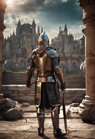 Royal Knights?Gorgeous heavy armor wraps the whole body?show?femele?Tall and mighty?Point the Knight's Sword to the ground?sportrait?closeup cleavage?Solemn?flatchest?modest?humble?Cinematic, hdr, primitive, Intricate, High quality, Gorgeous shades, Intricate details, super-fine?oc rendered?Ray traching?Reallightandshadow?Hyper-realistic