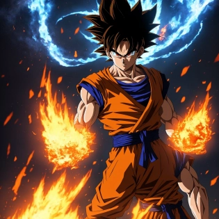 Outstanding, the highest quality, perfect details, fantasty, son goku, fire, mystic square, super saiyan 3, , super complex detail, Ultra HD, Ultra Fine, Ray Tracing 8K,