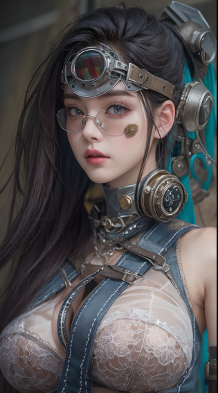 ?masterpiece, 1 beautiful girl, Detailed eye, Swollen eyes, top-quality, ?A high resolution, (reality: 1.4), ????, very extremely beautiful, Beautiful skins, A slender, Forward-facing body, (A hyper-realistic), (hight resolution), (8K), (ighly detailed), ( Best Illustration), (beautifully detailed eyes), (ultra-detailliert), ????, Bright lighting, Professional Lighting?the most beautiful and sexy steampunk girl, black hair, purple eyes, wearing incredibly detailed post apocalyptic steampunk tactical gear and goggles, huge enormously gigantic tits, cleavage showing, tons of tattoos and piercings, in post apocalyptic wasteland, incredibly detailed background, metal fragments blowing in the wind, incredibly cinematic, incredibly perfect masterpiece, high quality, high resolution