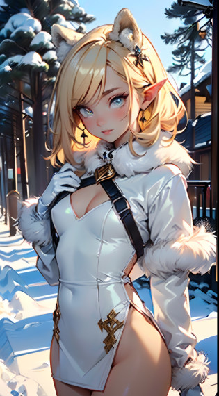 cute loli elf,(((little loli,tiny little body,little))),(((6 years old))),((anime elf loli with extremely cute and beautiful blonde hair)), (((elf))), (((elf ears))),

(((flat chest))),((((blonde hair:1.35,messy blonde hair,colored inner hair,ear breathing)))),(((golden eyes:1.3,upturned eyes:1.3,perfect eyes,beautiful detailed eyes,rainbow glows ultra-detailed orange yellow eyes:1.1,gradient eyes:1,finely detailed beautiful eyes:1,symmetrical eyes:1,big highlight on eyes:1.2))),(((lustrous skin:1.5,bright skin: 1.5,skin tanned,shiny skin,very shiny skin,shiny body,plastic glitter skin,exaggerated shiny skin,Reflective skin))),(delicate detailed fingers,detailed body,detailed arms,human hands,(detailed face)),

cute,slutty,erotic,daring,(((nsfw))),

zettai ryouiki,revealing clothing,show skin,(((Sexy ivory fur coat, ivory fur coat outfit, wearing a ivory fur coat:1.3,ivory winter coat))), ((ivory mini-skirt,ivory mini skirt with furry edge,visible thong straps)),(white gloves,ivory clothes,semi-naked,with little ivory clothing,((((furry edge clothing)))),(detailed outfit,detailed clothes),

(dynamic pose:1.0),solo focus,embarrassed,centered,scale to fit dimensions,Rule of thirds,

twilight,holiday Village Background,winter,snowstorm in background,(pine forest),detailed background:1.25,snow covered,lots of snow, snow,snow forest background,(((Glowing Snowflakes,Glittering Details))),Christmas tree,

(best quality),(high resolution),(sharp focus),(ultra detailed),(extremely detailed),(extremely high quality artwork),8k_wallpaper,(extremely detailed CG 8k),(very fine 8K CG),((hyper super ultra detailed perfect piece)),flawless,(((masterpiece))),illustration,vibrant colors,(intricate),High contrast,Selective lighting,Double exposure,HDR (High Dynamic Range),Post-processing,Background blur,