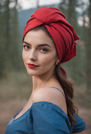 painting of a woman with a red bandana and a blue shirt, strong woman, violet polsangi pop art, we can do it, regal and proud robust woman, feminism, feminist art, anime rosie the riveter poster, pin-up poster girl, by Susan Heidi, by Hugh Hughes, ( art fitzpatrick ), by Loren Munk, inspiring art