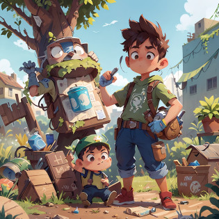 A tin man and a child, both heroes, Junte-se para salvar a cidade. They are known as the 