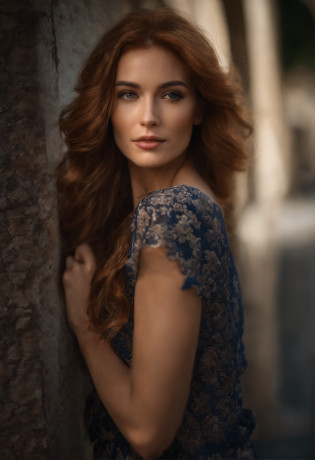 profesional, (Foto 4k:1.1) por (Jeremy Lipking:0.3), (Dittmann Anna:0.3), (Marca ariana:0.3), (foco n�tido:1.3), High detail, Vistiendo (Camisa ajustada:1.2), Hermosa cara detallada, An attractive woman with long, coppery hair looks at the camera, luciendo como actriz Katherine McNamara, Panasonic Lumix s pro 50mm f/1.4, Anne Stokes, salpicaduras de color, naranja oscuro y esmeralda oscura, Ferrania P30, Foto realista, (Mujer joven atractiva:1.3), (seductor:1.1), (ruboroso:1.1), Forma del cuerpo con curvas, pechos grandes y redondos, caderas anchas, en la ciudad de fondo, Tomar selfie, Jersey de uso