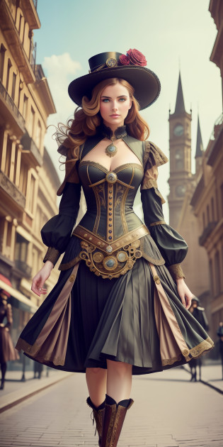Best possible quality, high resolution 8k,most Beautiful woman with a dress and hat walking down the street, tanned skin, fine hat, elegant,fantasy Victorian art, Victorian inspired science fiction, steampunk fantasy style, steampunk fantasy, Miss Aniela, Victorian lady, Victorian city, Victorian style costume, intricate Victorian dress, Victorian inspired clothing,  League holder, fine art fashion photography, steampunk fiction, steampunk aesthetic, fantasy genre portrait, fine art fashion magazine style