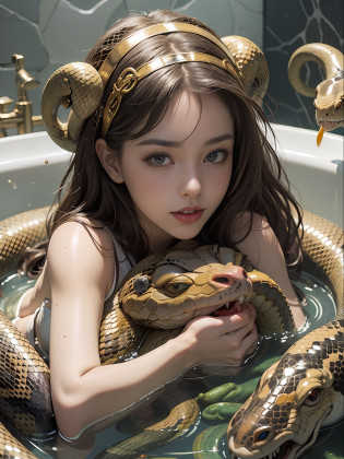 Real High Definition Beautiful Girl Two beautiful girls Beautiful face Big eyes Beautiful skin Beautiful face Real Photos (Two girls are in close contact, big bathtub The girl is lifting a huge brown python, the giant python hides the lower half of the girl's body) (The girls are good friends, there are many large brown pythons and various snakes in the bathtub, The two girls lift the bundle of snakes with both hands), the happy expression of the snake entangled with the girl Comfortably soaking in the snake bath, leaning against the large snake head, the whole body is hidden by the snake. There are a lot of snakes in the bathroom, but there are a lot of snakes in the bathtub, the girl is buried in a large snake and can only see her face, (a large number of snakes hang on the girl's head)