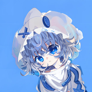 Anime girl with white hat and blue eyes, ayanami, Loli, from touhou, anime moe art style, small loli girl, azureblueeyes, an anime portrait of cirno, 2 d anime style, touhou character, pale blue color eyes, pale blue color eyes!, tsuaii, cirno touhou, water color nendoroid