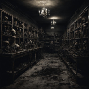 (Best quality, 4K, A high resolution, Masterpiece:1.2), (((Bloody parts big store interior)))The shelves are full of horror, blood vessel, sci-fy ,(crowed:1.2),[Creepy mannequins], [Horrible amputation], [Bloody tools], [Rotting organs], [Terrible surgical instruments], [Disturbing dissection table], [Eerily dim lighting], [Sinister atmosphere][Creepy sculpture], [Disturbing mural], [Horror movie props], [Creepy doll head], [Haunting reflection], [Creepy shadows], [Morbid curiosity], [Creepy glass jars], [Ominous background music], [Creepy costumes], [Distorted mirror], [Menacing mannequin eyes], [Spooky abandoned aisles], [Bloody floor], [Haunted whispers], [Psychotic salesman], [Creepy window display], [Scary realistic mannequin limbs], [The screams echoed in the distance], [sinister expressions], [Strange mannequin face], [Grinding chains], [eerie fog], [The Mad Scientist Lab resonates], [Bloodstained price tag], [creepy atmosphera]