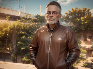 Brown hair colour,hispanic skin tone,old man,Colourful background 3drender,ZBrush, cute animestyle, OctaneRender? bright light,intricate ornateanime cgi style,full body? 8K,best 6 quality --niji 5 --style expressive --ar 9:16 --s 750