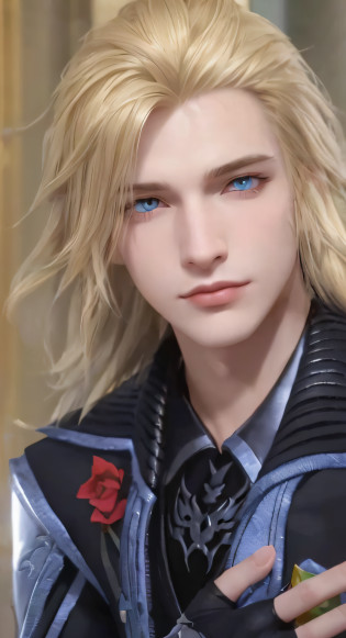 a close up of a person with blonde hair and blue eyes, final fantasy face, from final fantasy, style of final + fantasy + 1 5, johan liebert mixed with alucard, final fantasy character, beautiful androgynous prince, delicate androgynous prince, johan liebert mixed with dante, final fantasy style, from ff7, xqc