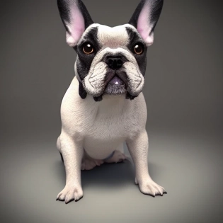 portrait of the cutest french bulldog ever, fluffy, photorealistic, soft lighting, unreal engine --ar 3:4 --uplight --stop 80