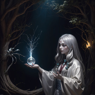 Masterpiece, best quality, MTSpider V4, (((1 young innocent boy)), HDR, very detailed eyes and face, goth, solo, white skin, long hair, beads, japanese clothes, white kimono, silk, stone, forest, northern lights, spider silk, (glowing metal objects hovering in the air and encircling him: 1.2), (arcs and sparks: 1.2), (energy flow: 1.2), (translucent magnetic field lines: 1.2), (gold, silver gray and shimmering light effects: 1.2), horror art, fear, unified 8k wallpapers, ultra-detailed, beautiful and aesthetic, masterpiece, the best quality, deep and rich black shadows, mother earth, smiles, enchanting whimsical fantasy forest background, happiness, enchanting atmosphere, very detailed, dynamic angles, cowboyshot, most beautiful chaotic forms, elegance, fauvist design, bright colors, romanticism, by James Jean, Robbie Devi Antonio, Ross Tran, Francis Bacon, Michal Mlaz, Adrian Ganey, Petra Corright, Gerhard Richter, Takashi Yamamoto, Ashley Wood, Atmospheric
