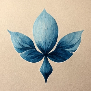 floral symmetry logo blue style of Atelier Firis