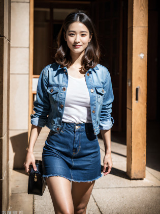 ,(RAW photo:1.2), (Photorealistic:1.4),Beautiful Meticulous Girl, very detailed eyes and faces, Beautiful detailed eyes, ultra�-�detailed, A high resolution, The is very detailed?best qualtiy?3????tmasterpiece?blue-shirt?a skirt?illustratio?The is very detailed?unified?8k ???finely detailled?tmasterpiece?best qualtiy?Unity8k wallpapers?light in face?cinmatic lighting, 3???, Continuous forward?16 yaers old?(Camel toes)?(full bodyesbian)?are standing????Stylish clothes?short� skirt?Long legs?high-heels?the street????rays of sunshine