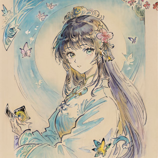 (((masterpiece))), ((the best quality, super fine illustrations, beautiful and delicate water)),Depth of field, fine 8KCG wallpapers, ( delicate light), ((cinematic lighting)),(portrait),Portrait lens,(((Alphonse Mucha))),((Fantasy style)),((shine)),(((Tarot card)))
(young girl),(((China_Cheongsam))),(delicate eyelash),((cute anime face)),(extremely delicate and beautiful),(hair_flower),(Gem),(crystal),((colored inner long hair)),(multicolored),(beautiful detailed face ),((( detailed long hair ))),floating long hair,gradient hair,(lace),(ribbon),((crown)),(detailed cloth)
((Butterfly)),(detailed Butterfly) ,(multicolored Butterfly),
(neon palette),((detailed flowers)) ,((multicolored flowers)),(flowers_Surrounded),(Butterfly_Surrounded)(((Flowers fill the screen))),((Fill the screen))