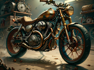 Motocicleta CogPunkAI ,Cores 32 k,detalhes