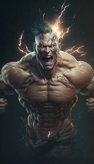 giant monster, darkness, agressive pose :: epic emotional, rage, anger, power, tribal darkfantasy