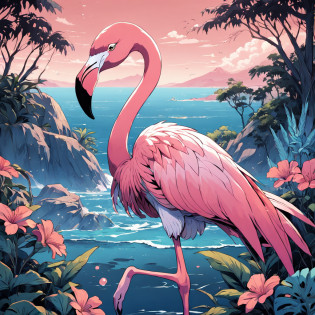minimalistic, big eyes flamingo, full body, line art, vector, svg, coloring book, coloring book page style, black outline on white background