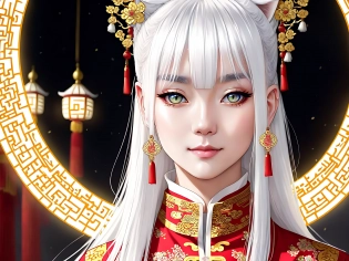 white hair, 12th century, cute cat girl wearing a traditional chinese dress, a highly detailed face, beautiful eyes, 8 k ultra realistic, lens flare, atmosphere, glow, detailed, intricate, full of colour, cinematic lighting, trending on artstation, hyperrealistic, focused, extreme details, unreal engine 5, cinematic, masterpiece, lumen reflections, photography, stunning environment, Hyperrealism