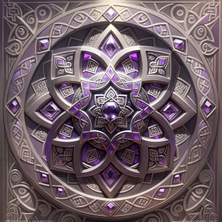Drawing of Celtic knots with purple stone, silver and amethyst in the middle, jewelry design, detailed sketches, amethyst stained glass, complex designs, detailed pencils, detailed fanart, highly detailed sketches, color sketches, intricate detail illustrations, Celtic knots, complex designs, detailed filigree, Celtic art style --auto --s2