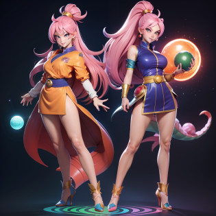 Dragon ballz characters, colourful pictures, pretty female faces, sparkling simple make up,sparkling eyes, sparkling lips, high quality pictures, half body pictures, full body pictures, sparkling faces