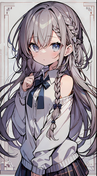 (incredibly absurdres absolutely resolution: 1.5), Best Quality, Masterpiece, Ultra High Definition, 8k, (Multiple Girls), (Pale Cardigan, Sneakers, Skirt) BREAK Shoujo Manga Style, (Loli), Soft Line Art, Digital Enhancement, Shojo Manga Touch, Shoujo Manga Core, ( Hair length to the shoulders))), (((short braid))), entangle, beautiful and aesthetic: 1.5, High quality: 1.3