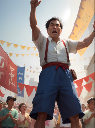 Bruce Lee skateboarding in a sunga basilia with an Argentine shirt