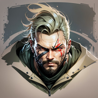 There is a drawing of a man with a bloody face, metal gear solid art style, benedick bana, behance hd jesper ejsing vector, epic portrait illustration, metal gear solid style, metal gear style, by Tyler Jacobson, ashley wood illustration, solid snake, full color epic illustration. --auto --s2