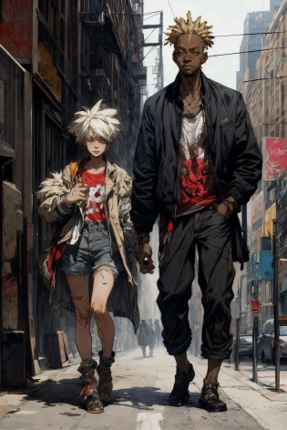 1woman, walking on the street of new york, fashion, graffiti (photo by Jean-Baptiste Monge and Jean-Michel Basquiat)<lora:add_detail:1>