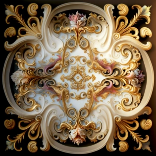 the source of future growth dramatic, elaborate emotive Golden Baroque and Rococo styles to emphasise beauty as a transcendental, seamless pattern, symmetrical, large motifs, sistine chapel ceiling, 8k image, supersharp, spirals and swirls in rococo style, cartouches, white smoke and rainbow ink dropping in water, Gold black and rainbow colors, perfect symmetry, 3D, no blur, sharp focus, photorealistic, insanely detailed and intricate, cinematic lighting, Octane render, epic scene, 8K --s 750