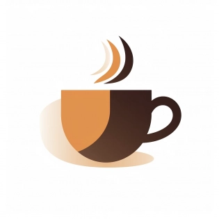 a modern coffee shop logo, minimalist design, brown monochromatic color scheme, sleek and simple shapes, clean lines, geometric abstraction, negative space, subtle gradients, retro vibe, isolated white background --q 2 --v 5