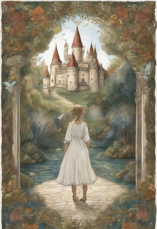 imagine: There's a teenage boy from the coast, de cabelos castanhos ondulados, white shirt dress and jeans, wearing a crown on his head. In the background the courtyard of a modern British castle. fantasia moderna, capa de romance de fantasia para jovens adultos, arte da capa de fantasia moderna, conceito de arte para uma capa de livro, com uma coroa,
