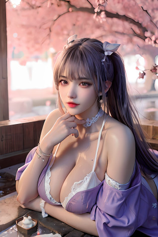 delicated best quality ,masterpiece, illustration, an extremely delicate and beautiful, extremely detailed ,CG ,unity ,8k wallpaper, Amazing, finely detail, masterpiece,best quality,official art,extremely detailed CG unity 8k wallpaper, absurdres, incredibly absurdres, huge filesize , ultra-detailed, highres, extremely detailed,beautiful detailed girl, extremely detailed eyes and face, beautiful detailed eyes, light on face,1girl, (Super realistic), ((( purple hair))) , (purple eyes), (Twin Tails), (Rabbit style (tied high on top of head)), ((jewelry)), (slave collar), (gem earrings),  (bracelet), (((describe the arm in detail))), (((Super boobs))), ((sagging breasts)), ((huge breasts)), (milk cow's udder), (armpit), ((Plump body)), (Big breasts), ((Plump boobs)),, (detailed description of hair), ((upper body)), (Bare shoulder), ((collarbone)), (off shoulder), (Shiny skin), (detailed description of face), (Extremely detailed description of the eyes), (detailed description of body), (white and translucent skin), peerless beauty, (extreme beauty), (red lips), (shy ), (seductive smile), (view from all sides), ((kimono)), ((long sleeves)), ((wide sleeves)), (((sexy lace lingerie))), (((cherry blossom))), (falling petal), (((Japanese hot spring)), the water surface is reflective, (any pose), (((soaked))), ((There is a lot of water on the body))))