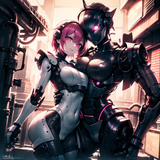 (masutepiece:1.4), (Best Quality:1.3),(Beautiful detailed eyes:1.2), (of the highest quality:1.5),(High resolution:1.5),Best Quality,Ultra-detailed,(2girls:1.3),Dark skin,(Yuri:0.8),pov,Selfie,Dutch Angle,from adove,Beautiful lighting,dynamic angle,hugging,BREAK,(Beautiful detailed eyes:1.2),(of the highest quality:1.2),(High resolution:1.2),Loli face,oppai loli,(Dark-skinned girl and white-skinned girl:1.3),Yellow hair,Pink hair,(Green eyes:0.5),Red Eyes,(Blue eyes:0.3),BREAK,Happy,Oil,Purple hair,Machine Girls,Mechanical Girl,Blurry background,Science fiction,(grin:0.3),Battle Girls,cyberpunked,Mechanical,cyborgs,Robot Girl,metalic,Happy,Machine, Camel toe,cyberpunked,city,Outdoors,Cityscape,neons,