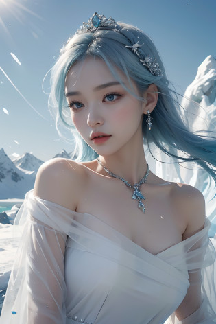 The Iceberg Queen is a tall figure?Beautiful looking women?She had ice blue hair?It's like winter ice?Exudes a mysterious and cold aura?Her hair is soft and smooth?As clear as ice and snow?Each one exudes a faint blue glow?
The Queen's face is graceful?The eyebrows are curved like the moon?Lips slightly pursed?Exudes a touch of pride and confidence?Her melon-like face was as white as snow?Soft and smooth?It's like a meticulously crafted work of art?Her eyes were deep and clear?It's like a pool of turquoise water?It reveals wisdom and determination?
The Queen of Icebergs wears a gorgeous and elegant long dress?The skirt is made of royal blue chiffon?Light and flowy?The skirt features a delicate pleated design?Like falling snowflakes?It was as if a fascinating landscape had formed behind her?
Her body is encrusted with a series of delicate silver jewelry?Exudes an icy glow?Goes well with her ice-blue hair?The queen wears a diamond ring with a shimmering blue light on her finger?Make her more noble and elegant?
The environment in which the Iceberg Queen is located seems to be a beautiful portrayal of the world of ice and snow?It is surrounded by rolling glaciers and towering snow-capped mountains?The sun shines on the snow?The whole environment is filled with a bright light?The cold breeze blows lightly?Bring a touch of coolness?But this does not weaken the majesty and temperament of the queen in the slightest?
generally?Iceberg Queen with her ice blue hair?Noble and elegant appearance?Gorgeous makeup and clothing?and the purity and mystery of the ice and snow world that surrounds her?It is impossible to ignore her existence?