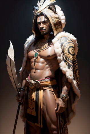 2.	Miguel Jaguar: Miguel tem cabelos negros, pele morena e olhos castanhos profundos. Quando se transforma em jaguar, Their coat is dark with spots in shades of brown. He wears an ornate Indian costume with feathers and carries a spear shaped like jaguar tusks