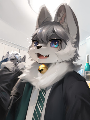 Alafi was wearing a suit?With a tie?Wearing a bell, fursuit, furry character, fursuit!!!!, headshot of young female furry, furry fursona, anthro wolf face, 4 k hd fur face!!!, holo is a wolf girl, furry wolf, asriel dreemurr, fursona!!!!, anthropomorphic wolf, an anthro wolf