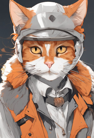 1cat, Orange?white colors?A cat with gray-black coat, greene eyes, Cat anime, adolable, white backgrounid, beautiful detailed digital art, Realistic anime cats, catss. digitial painting, highly detailed digital painting, Visual anime cute cat, detailed digital anime art, Digital illustration style, highly detailed vector art, highly detailed digital painting, Non-Pixiv digital art, Cat details, (Best quality: 1.0), (?????: 1.0)